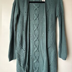 Hippie Rose Sea Green Knit Cardigan